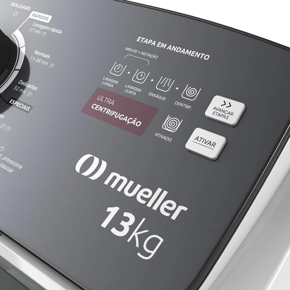 Lavadora de Roupas Automática Mueller 13Kg Ultracentrifugação e Ciclo Rápido Branca MLA13 – 220 Volts - Imagem 7
